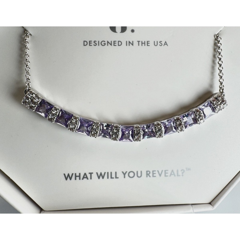 Bomb Party Necklace - NK33092 "Summer Journey" Lavender Topaz CZ on Rhodium